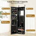 thumbnail image 5 of CZMJY Wall Mounted Jewelry Cabinet with Full Length Mirror, Over The Door Jewelry Armoire Organizer with Large Storage, Makeup Mirror & Velvet Lining (Black), 5 of 11