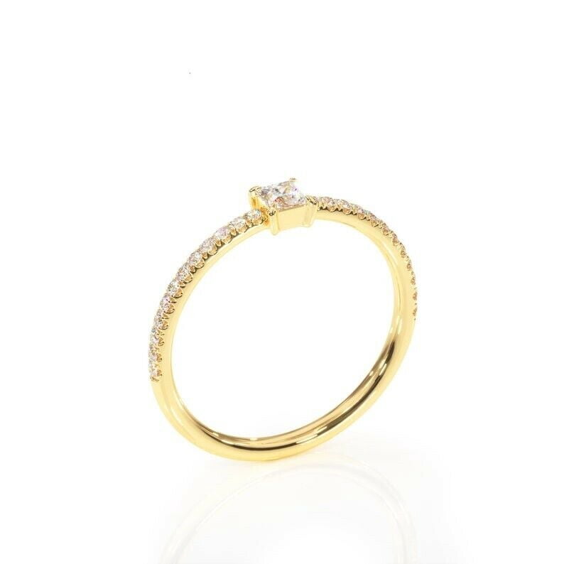 HeartsAndYou 1.5ct Princess Cut Moissanite Engagement Ring for Women Accents Solitaire 18k Yellow Gold Over Silver