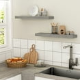 thumbnail image 3 of Jouetondream 24X6 Walnut Gray Floating Shelves for Wall, Wood Hanging Shelves up to 20lbs for Bedroom, Bathroom, Kitchen(Set of 2), 3 of 8