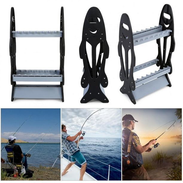 Fugacal Fishing Rod Rack,lightweight 16 Fishing Rod Pole Holder Stand Organizer Rack For 16 Rods