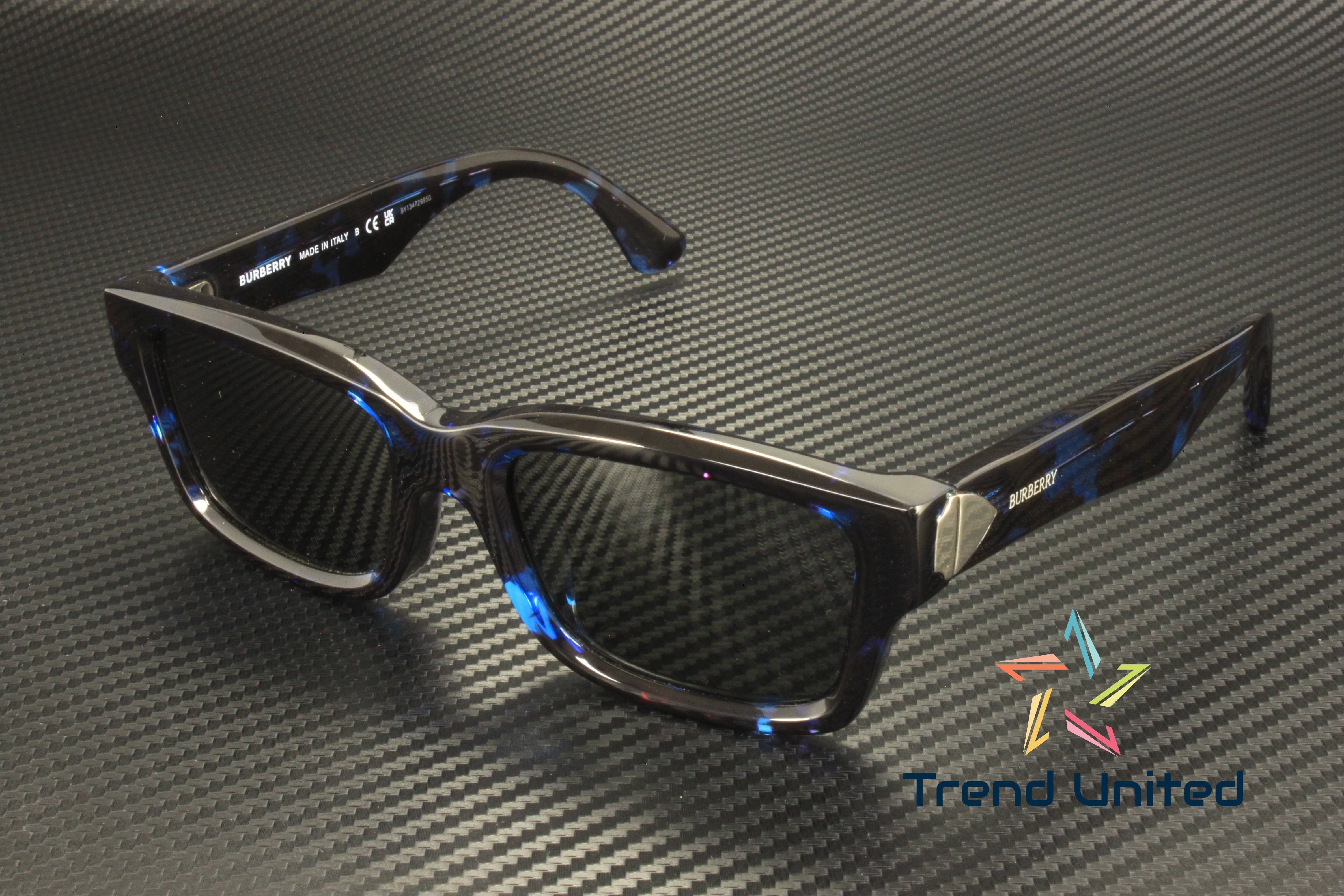 BURBERRY BE4443F 411187 Blue Havana Dark Grey 55 mm Men's Sunglasses