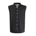 thumbnail image 6 of Mens Sleeveless Button Down Shirts Summer V Neck Washed Muscle Tank Tops Beach Basic T-Shirt Relaxed Fit Vest with Pockets,Black,XXL, 6 of 6