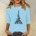 thumbnail image 2 of Pompotops T-shirt Ample Imprimé Mode Femme Manches 3/4 Blouse Col Rond Hauts Décontractés Liquidation, 2 of 4