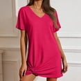thumbnail image 2 of yillto Women Short Sleeve Dress Casual Summer Crewneck Sleepshirts Pajamas Sleepwear Nightshirts, 2 of 7