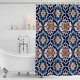thumbnail image 4 of Orange Blue Waterproof Fabric Shower Curtain,Morocco Boho Abstract Floral Ethnic Tribal Waterproof Fabric Shower Curtain for Bathroom Curtains Bathtubs Shower Curtains with 12 Hooks Standard 66x72, 4 of 8