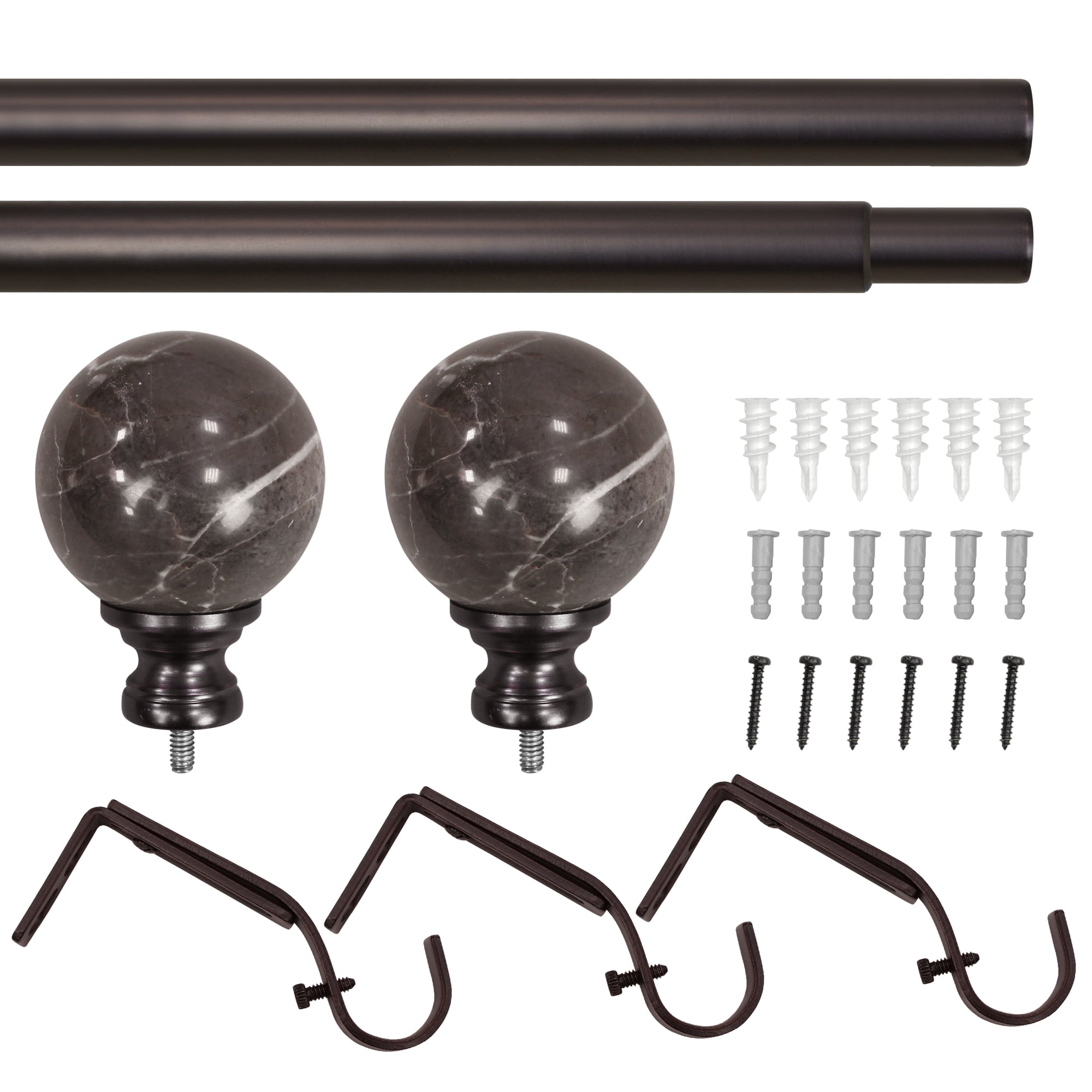 Better Homes & Gardens 1" Oil-Rubbed Bronze Marble Curtain Rod 42-120"