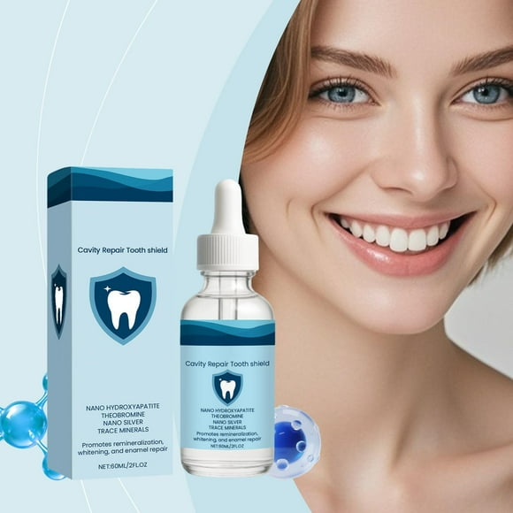 Sérum reparador dental, protector y eliminador de manchas. Aliento fresco. Corrige el amarilleo de los dientes. Limpia los dientes amarillos. 60 ml de esencia.