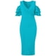 thumbnail image 5 of Vestido midi de noche de fiesta sexy elegante con cuello en V y hombros descubiertos con mangas con volantes lisos Vestido ajustado Zhivalor WRMH-225-7, 5 of 6