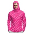 thumbnail image 6 of Havenx Men's Upf 50+ Sun Protection Hooded Shirt Texture Print Long Sleeve Hoodie with Mask Rapid Dry Hoodie Shirt Casual Summer Lightweight Athletic Workout Blouses,Pink L, 6 of 6