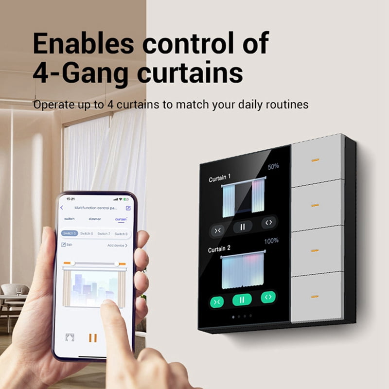 2pc 3.5Inch Smart Wall Switch Touch Screen 4 Groups Switch 8-Way Scene Radar Sensor Dimming Switch Curtain Tuya Zigbee A