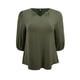 thumbnail image 4 of GRACE & GRANDEUR Blusas de Talla Grande para Mujeres para Pascua, Camisas con Cuello en V y Mangas 3/4, Tops Casual Elegantes 1X Verde Ejército, 4 of 5