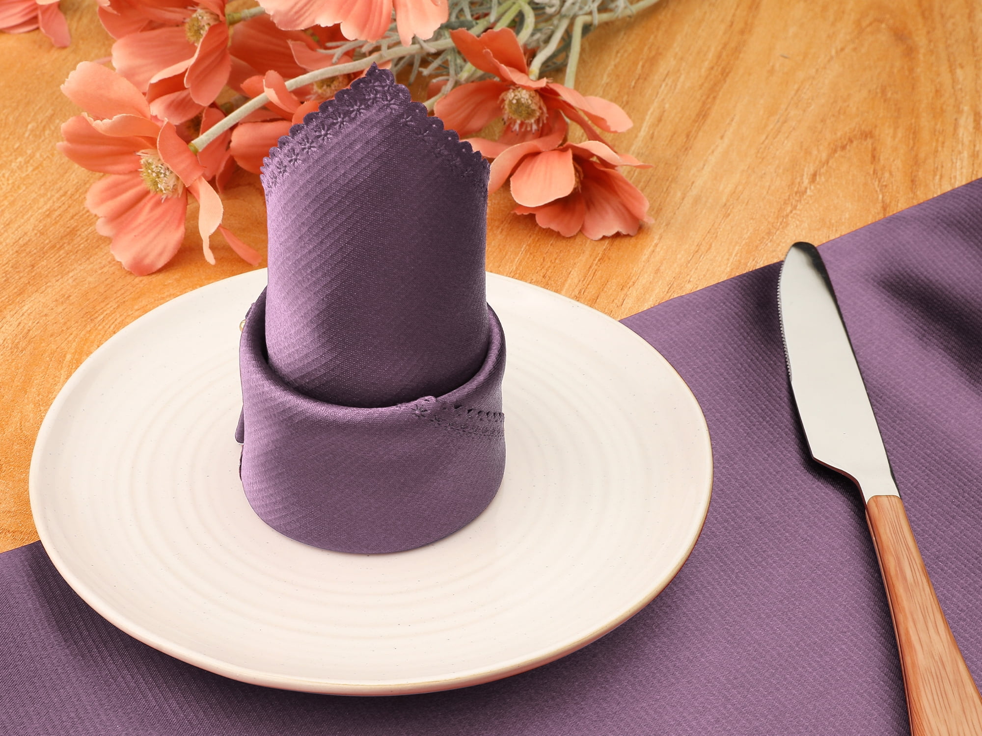 Unique Bargains 6 Pack Sateen Napkins Great Napkins for Restaurant Wedding Banquet Dark Purple