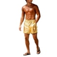 thumbnail image 3 of VBTAPA Men's Shiny Casual Shorts, Hawaiian Beach Swim Trunks, Quick-Dry Athletic Shorts, Elastic Waistband Beachwear Gold XXXXXL, 3 of 5