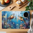 thumbnail image 2 of Ocean Turtle Placemats Set of 8 Sea Coral Underwater Animal Fish Blue Place Mats Indoor Wipeable Table Mats Washable Cloth Dining Table Placemats for Kitchen Holiday Party Home Decor 13x19 Inch, 2 of 9