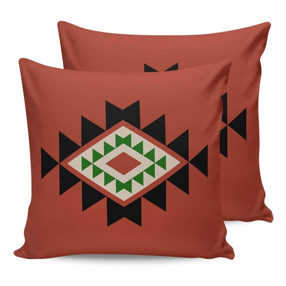 Outdoor Waterproof Throw Pillow Covers Set of 2 Red Aztec Decorative Pillowcases Square Outdoor Pillows Cushion Case 18x18 Inch Boho Western Tribal Pattern Patio Pillows for Couch Sofa Bed Garden