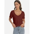 thumbnail image 5 of Women's V-Neck T-Shirt - Casual Short Sleeve Loose Fit Tee - Soft Comfortable Basic Top, 5 of 6