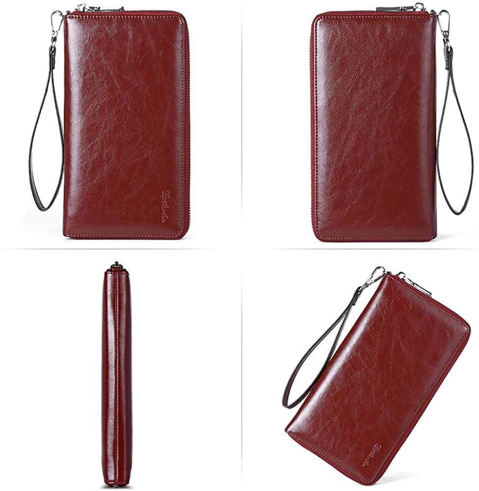 BOSTANTEN Leather Wallets for Women RFID Blocking Zip Around