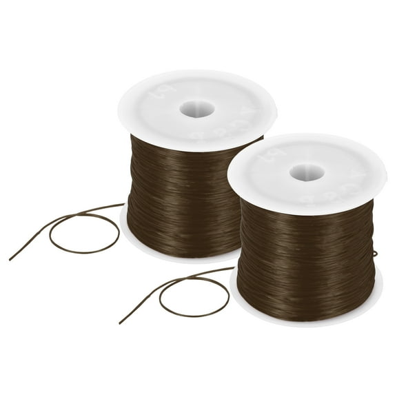 2 Rolls Elastic String for Bracelets, 1mm Stretch Bead Cord Brown, 100m