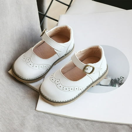 

NIUREDLTD Toddler Kids Grils Dress Shoes Girls Shoes Spring/Autumn Solid Color Flat Bottomed Low Top Anti Slip Breathable Casual Shoes Party Birthday School PU Leather Princess Shoes White 24