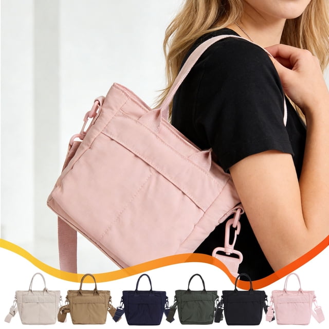 Bolso de hombro portátil de lona para mini bandolera casual para mujer, bolso de hombro cruzado de portada multidireccional, bolsa de compras ligera para el trayecto diario