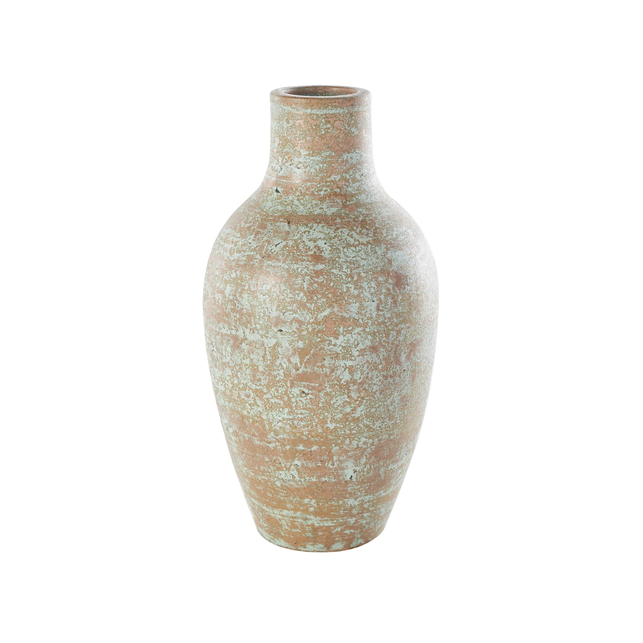 DecMode 20" Antique Style Textured Patina Brown Ceramic Vase
