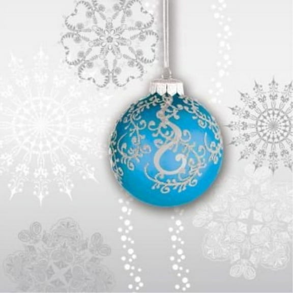 Jingle Bell Elegant Ornaments Blue Bulb Paper Beverage Napkins 18 Per Pack