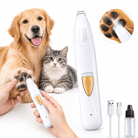 Leyeet Electric Dog Paw Trimmer with LED Light, Cordless Paw Shaver, Rechargeable Dog Grooming Kit 2 Speeds & Low Noise Design, Mini Pet Hair Clipper for Small Cats Dogs Paw Eyes Ears Face Rump