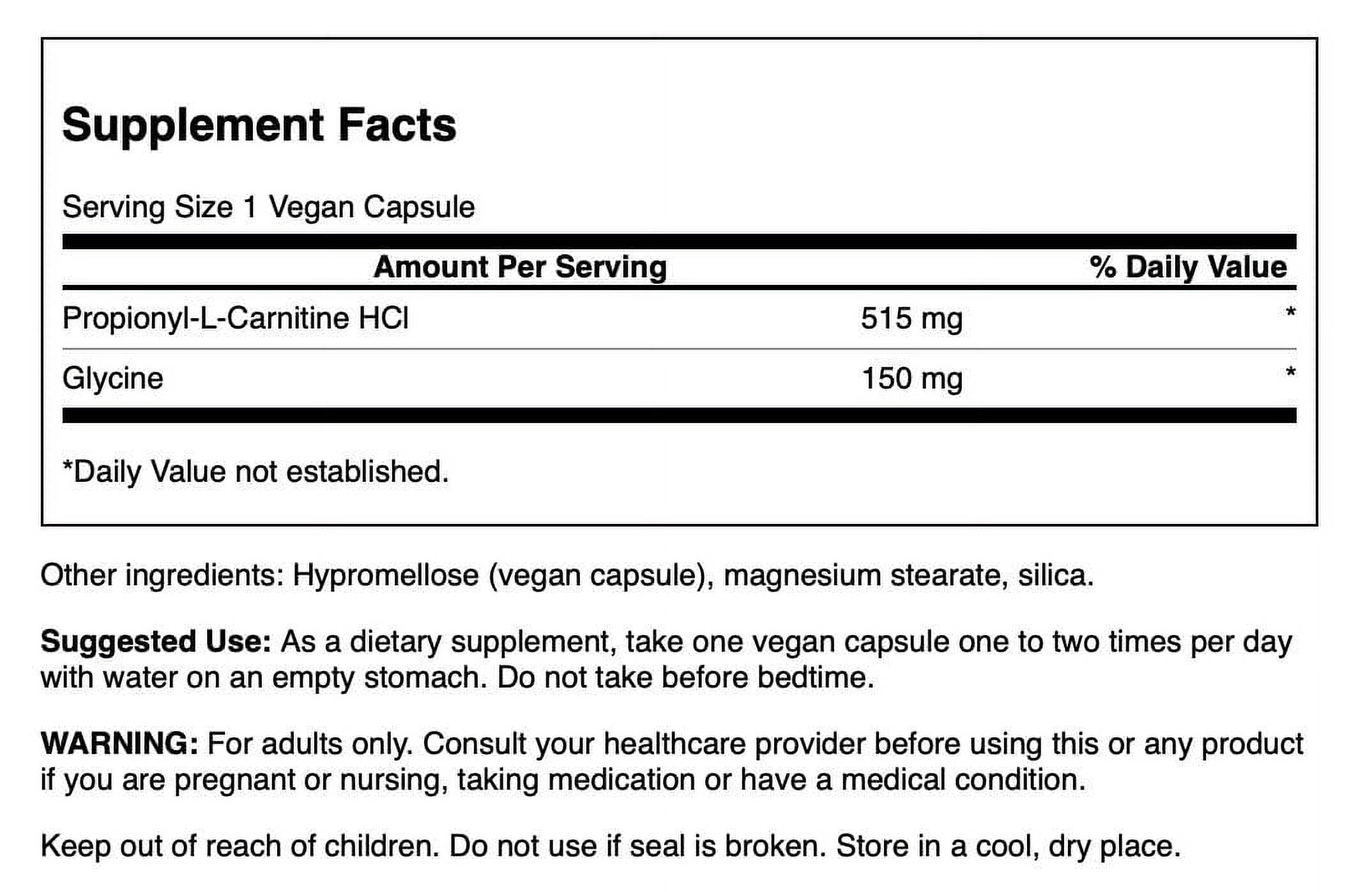 Swanson Propionyl L-Carnitine with Glycine, Amino Acid, 60 Vegan Capsules,  2 Pack