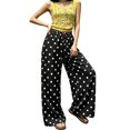thumbnail image 6 of COMVALUE Palazzo Pants for Women Wide Leg Flowy Pants with Pockets Elastic Mid Waist Summer Beach Vacation Outfits Lightweight (Black, S), 6 of 7