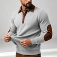 thumbnail image 6 of Guluxicc Dressy Henley Sweatshirts for Men Elbow Patch Ribbed Cuffs Hem Button Closure Collared Long Sleeve Casual Sweatshirts for Fall Winter Pullover, 6 of 7