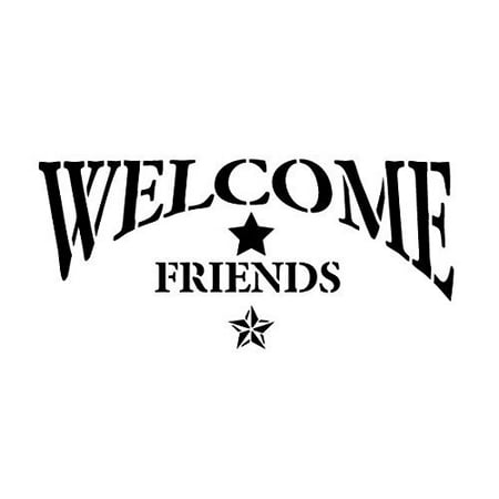 welcome friends stencil by studior12 americana arched with star