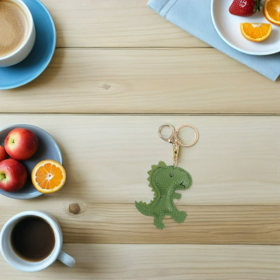 SEWCHICS Green Dinosaur Keychain Bag Charm PU for Car Keys, Backpacks, Home Accessories