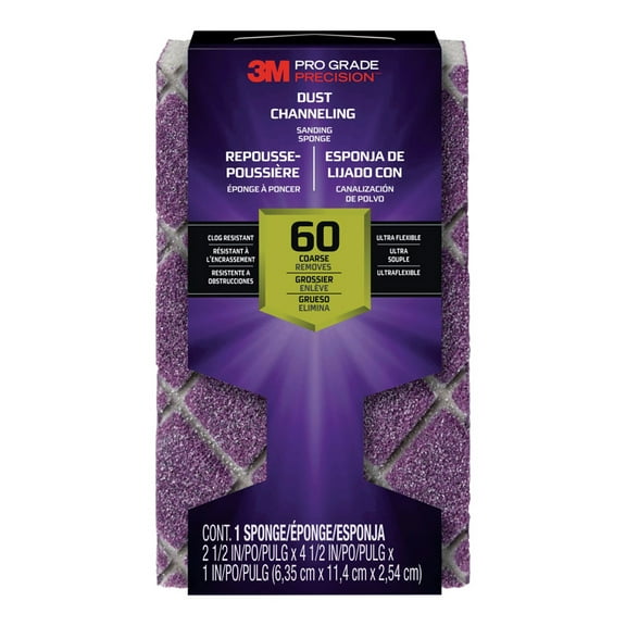 3M 2500PGP-60C-UF Pro Grade Precision 60-Grit Ultra Flexible Block Sanding Sponge, 4.5" x 2.5" x 1"