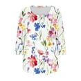 thumbnail image 6 of ZQUUVOU Women's Plus Size T-Shirt Print Floral Round Neck 3/4 Sleeve Blouse H-White (S), 6 of 6