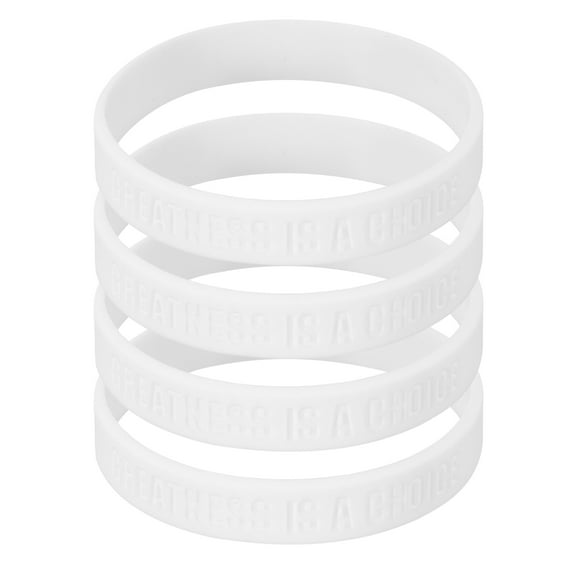 Uxcell 4Pcs Greatness Is A Choice Motivational Wristbands, Personalized Bands with Text Silicone Wristbands Custom Rubber Bracelets for Fitness Workouts Exercise, White