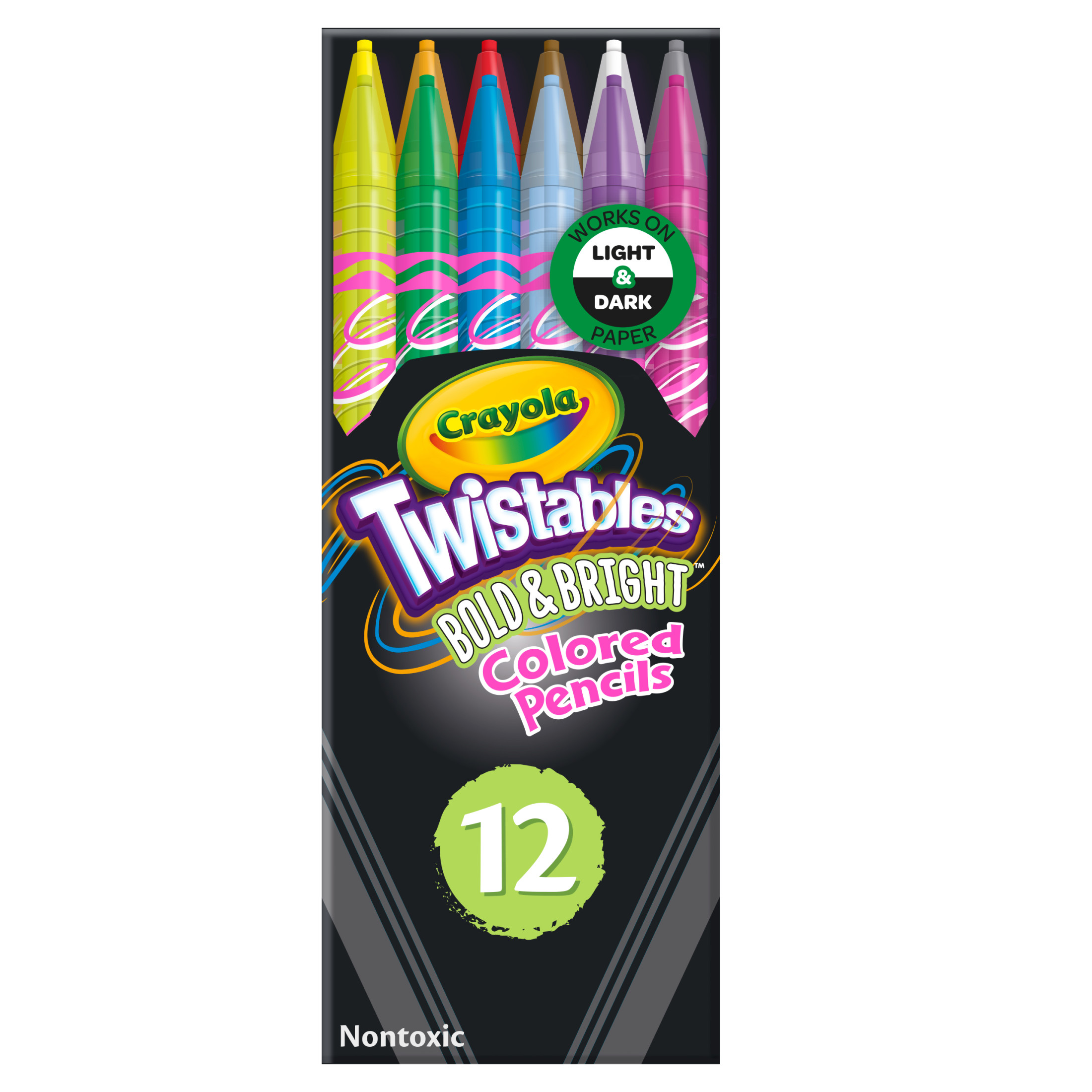 Crayola Twistables Colored Pencils Set, Bold & Bright, 12ct, Back to School Supplies for Kids and Teachers