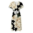 thumbnail image 4 of IROINNID Cocktail Dress for Women Wedding Guest Vintage V Neck Short Sleeve Printing Party Dresses Cocktail Dress,Multicolor, 4 of 4