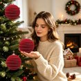 thumbnail image 5 of 6 Inch Large Flocked Christmas Ball Ornament, Textured Pattern Holiday Tree Decor for Christmas Party and Home Decoration., 5 of 9