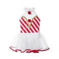 thumbnail image 4 of TSSOE Kids Girls Christmas Candy Cane Tutu Dress Sequin Striped Dance Gymnastic Leotard Figure Skating Dress Red 6, 4 of 7