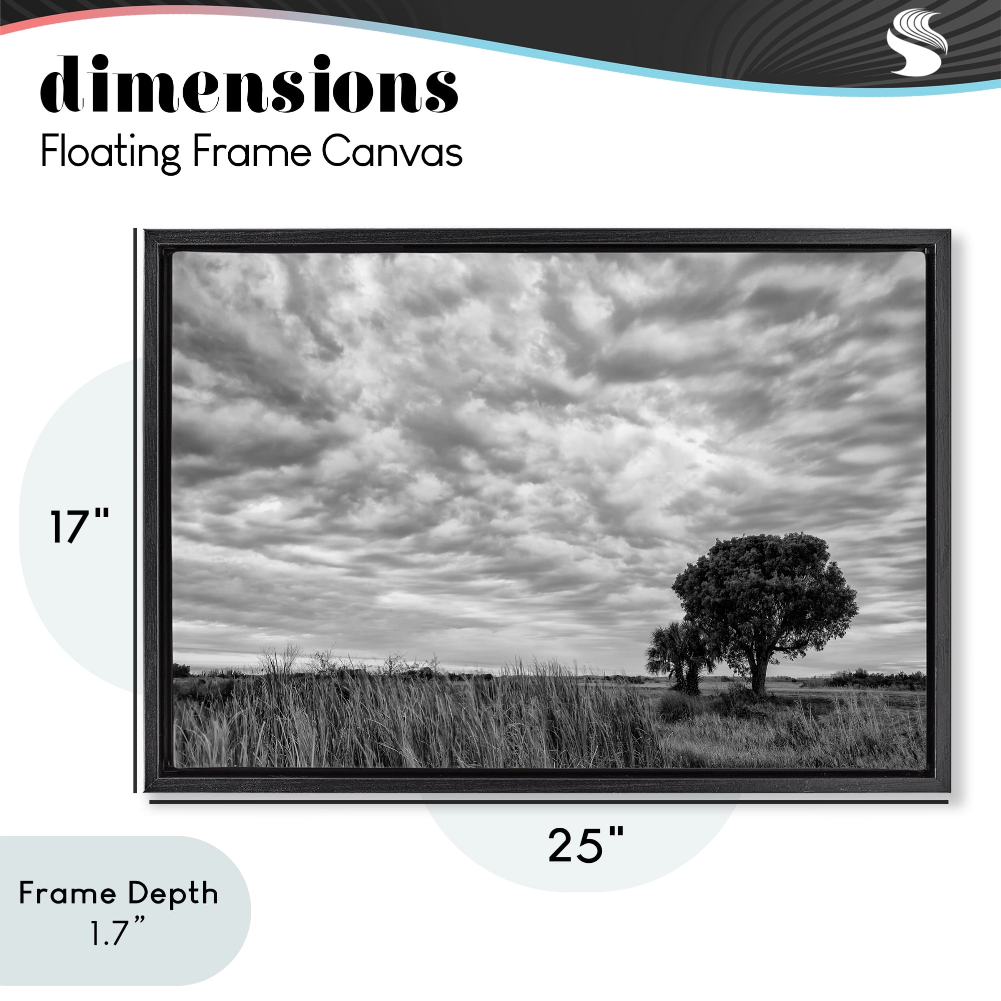 Stupell Industries Solitary Tree Beneath Clouds Black Framed Floater Canvas Wall Art, design by Jon Evan