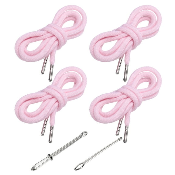 Uxcell 51 Inch Drawstring Cords, 4pcs Replacement Draw Strings with 2pcs Easy Threaders for Shorts Pants Jackets Coats Sweatpants Hoodie, Light Pink