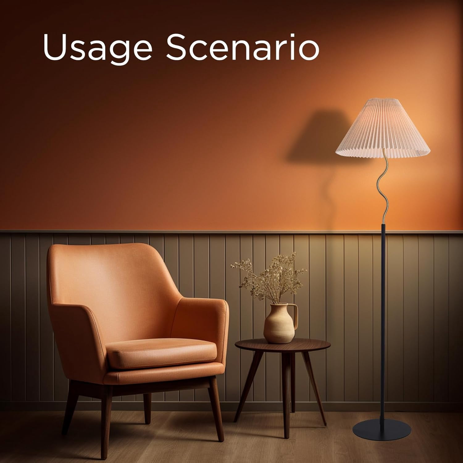 KUNJOULAM Modern Pleated Floor Lamp, Black Pole Floor Lamps, Simple Design Tall Lamp with Adjustable Beige Lampshade, Standing Lamp for Living Room, Bedroom, Office, Home (Without Bulb)
