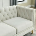 thumbnail image 5 of DeeHome {Contact us for 3D modeling} Velvet Sofa for Living Room,Buttons Tufted Square Arm Couch, Modern Couch Upholstered Button and Metal Legs, Sofa Couch for Bedroom, Beige Velvet-2S, 5 of 9
