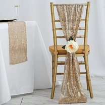 BalsaCircle Champagne Extra Sequin Chair Sash Party Wedding Decorations