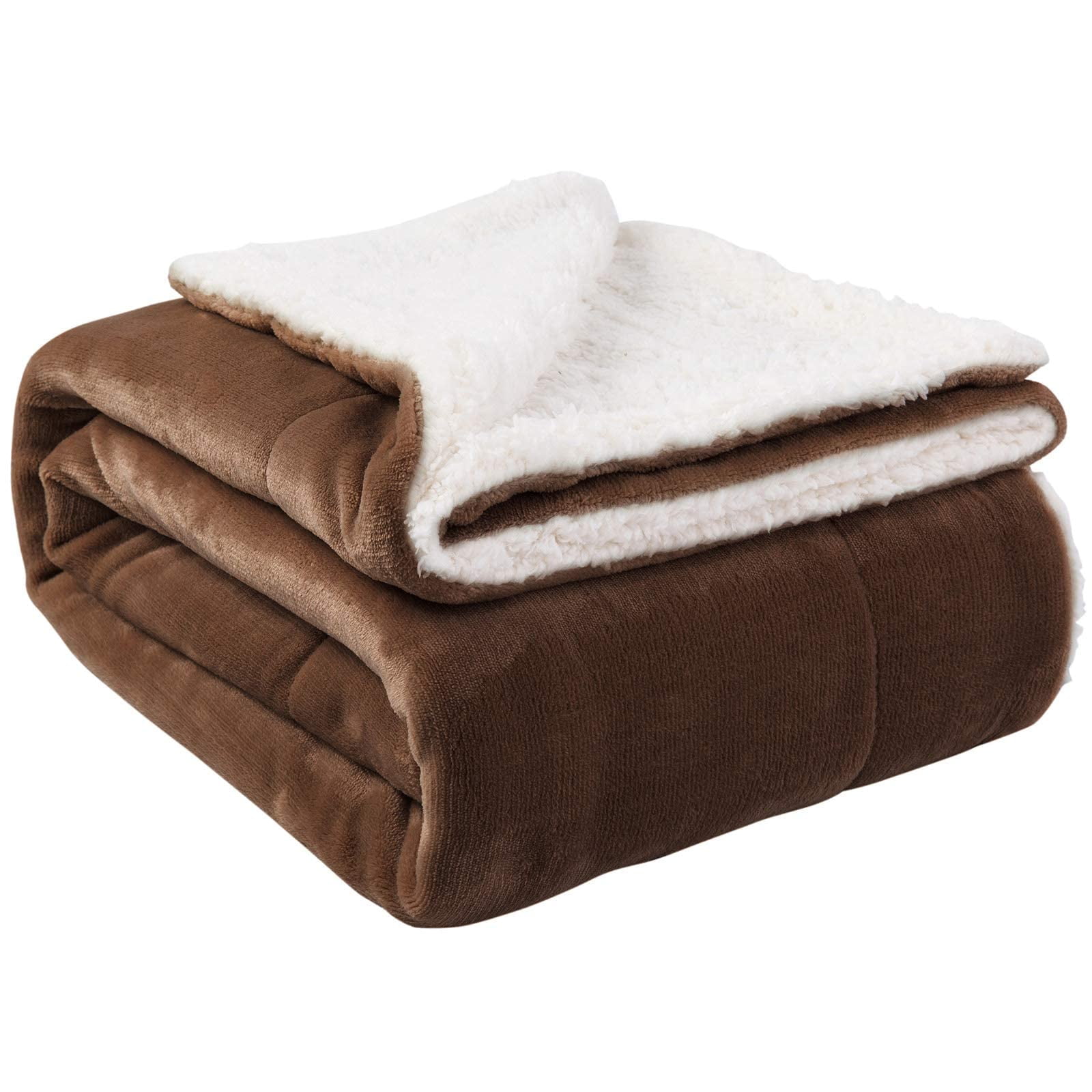 Nanpiper Sherpa Blanket Twin Thick Warm Blanket For Winter Bed Super Soft Fuzzy Flannel Fleece Wool Like Reversible Velvet Plush Blanket Brown Twin S