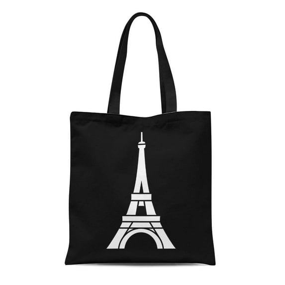 LADDKE Canvas Tote Bag Tour Eiffel Tower Pictogram Paris Champ Mars France Gustave Reusable Handbag Shoulder Grocery Shopping Bags