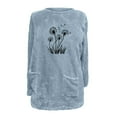 thumbnail image 3 of Women's Printed Fleece Sweaters Causal Crewneck Sweatshirts Graphic Trendy Soft Fuzzy Sweater Long Sleeve Pullover Tops (2XL, Blue), 3 of 4