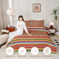 thumbnail image 3 of jejeloiu Striped Fiesta Queen Comforter Set For Men Women,Serape Pattern Comforter Sets Queen,Red Green,Black Reversible,3 Pieces,1 Comforter and 2 Pillowcases, 3 of 7