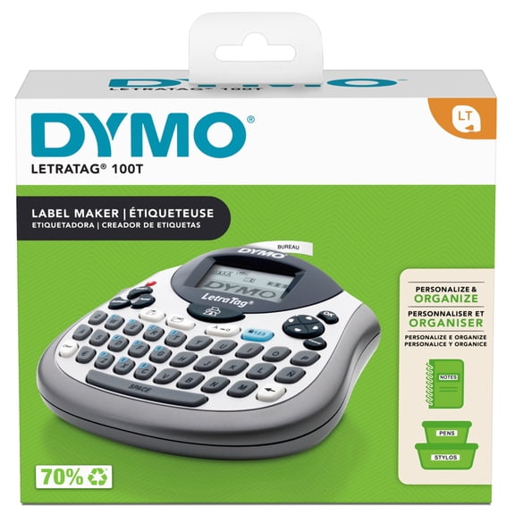 DYMO LetraTag 100T QWERTY Label Maker, Includes Black Print on White Paper Label, 1 Count