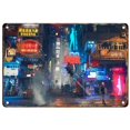 thumbnail image 4 of Letrero de hojalata con diseño de ciudad de Tokio de neón japonés, placas de metal, póster de arte de pared retro, pintura de hierro estética para el hogar y la sala de estar, 4 of 5